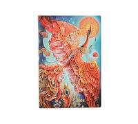Paperblanks Agenda 12 mois à couverture souple Flexi 2025, motif oiseau de feu, mini, horizontal, fermeture par bande élastique