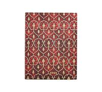 Paperblanks Agenda 12 mois à couverture souple Flexi 2025, rouge velours, ultra vertical, fermeture par bande élastique