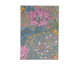 Paperblanks Flexi Agendas 18 Mois à Couverture Souple 2025, Morris Chèvrefeuille Rose, Midi, Horizontal, Fermeture Élastique