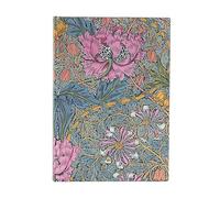 Paperblanks | Morris Pink Honeysuckle 2024-25 | William Morris | 18 mois | Flexis | Midi | Horizontal | Hebdomadaire | Bande élastique | 224 Pg | 80 g/m²