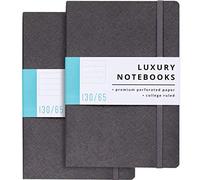 Papercode Lot de 2 carnets de notes de luxe avec 130 pages perforées et lignées - Journaux d'écriture pour le travail et l'école - Gris pour homme et femme