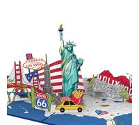 papercrush® Carte-cadeau pop-up États Unis - Bon cadeau pour vacances aux États-Unis, Carte d'anniversaire pour voyage à New York, Cadeau couple pour voyage surprise, Emballage pour billets d'avion
