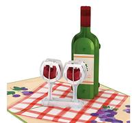 papercrush® Carte pop up 3D avec bouteille de vin - Carte anniversaire pour femme & homme, Carte cadeau Fêtes de Pères pour restaurant, Bon cadeau pour dégustation du vin, Carte invitation pour dîner