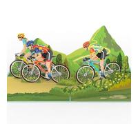 papercrush® Carte pop-up 3D Motif cycliste de route - Carte d'anniversaire 3D pour homme, ami et père - Bon pour randonnée à vélo, cadeau pour vélo électrique et cycliste, bleu