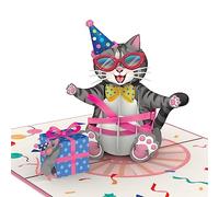 papercrush® Carte pop-up chat fêtard - Carte d'anniversaire amusante en 3D avec chatons drôle pour femmes (maman, petite amie, mamie) et enfants - Bon cadeau spéciale pour les amants des chats
