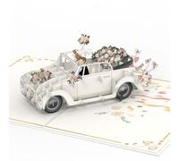 papercrush® Carte pop-up XXL avec voiture de mariés pour mariage - Carte de vœux 3D XXL pour mariages format A4 adaptée pour accompagner un cadeau en argent pour lune de miel