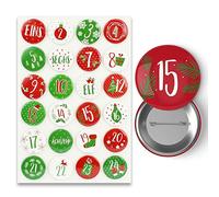 Paperdrachen Buttons Calendrier de l'Avent Rouge/vert