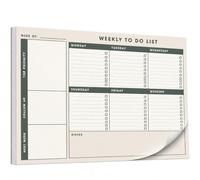 Paperell Bloc-notes hebdomadaire pour liste de choses à faire, bloc de | Agenda hebdomadaire non daté, grand calendrier de bureau de 27,9 x 21,6 cm avec priorité absolue, sections de suivi et de