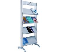 Paperflow 12.A4TM.35 Présentoir à prospectus en aluminium avec 4 étagères métalliques pour 12 documents