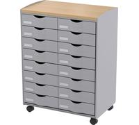 PAPERFLOW Chariot 16 tiroirs gris / hêtre
