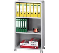 PAPERFLOW Chariot de bureau mobile gris 4 niveaux 65,1 x 33,0 x 124,6 cm