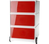 Paperflow EasyBox | Caisson Roulant easyBox® | 3 tiroirs | Blanc/Rouge