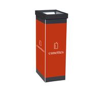 Paperflow Poubelle de tri sélectif pour canettes - 60L - Rouge corps Noir