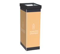 Paperflow Poubelle de tri sélectif pour le recyclage du plastique - 60L - Orange corps Noir