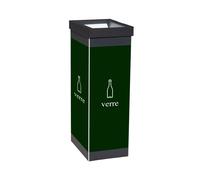 Paperflow Poubelle de tri sélectif pour le recyclage du verre - 60L - Vert corps Noir