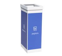 Paperflow Poubelle de tri sélectif pour papier - 60L - Bleu corps Blanc