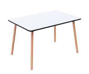 Paperflow Table de restauration rectangulaire Palomba 120 x 80 cm - Plateau Blanc - Pieds Hêtre massif vernis
