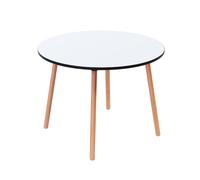 Paperflow Table de restauration ronde Palomba 100 cm - Plateau Blanc - Pieds Hêtre massif vernis
