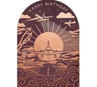 Paperlink Carte d'anniversaire pour homme - Carte générale pour homme - Avions et piste avec feuille d'aluminium et bord découpé - Écologique et recyclable