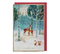 Paperlink Carte de Noël pour femme - Motif cerf artistique dans la neige - Finition aluminium - Carte de vœux de Noël festive pour une charmante épouse - Pour elle