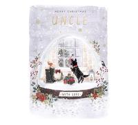 Paperlink Carte de Noël pour oncle - Chien écossais dans une boule à neige avec détails en relief - Respectueux de l'environnement et recyclable