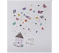 Paperlink Carte de vœux pour nouvelle maison - Maison artistique avec papillons flottants - Finition aluminium - Pour elle