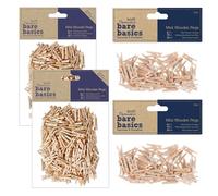 Papermania Lot de 500 mini pinces à linge en bois naturel (2 paquets de 50 et 2 paquets de 200) pour loisirs créatifs, décoration, décoration d'intérieur, mariage, petits objets d'artisanat