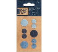 Papermania Lot de 9 Boutons Couvert de Tissu, Denim Bleu