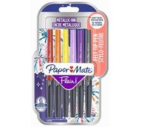 Paper-Mate Marqueurs Flair 95239 – Nylon – Multicolore Métallique – Blister 6