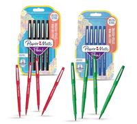 Papermate Flair Original - Lot de 4 Feutres (Rouge, Vert x5, Bleu Pointe Fibre, Noir x5) - Pointe Moyenne 1,0 mm pour une Écriture Lisse et Éclatante