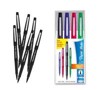 Papermate Flair Original Lot de 4 marqueurs de couleurs assorties Papermate Black Flair Lot de 6 stylos d'écriture vibrants pour projets créatifs, dessin précis et tâches quotidiennes.