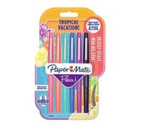 Papermate Flair Tropical Stylos À Encre Gel Avec Bouchon Moyen Noir, Bleu, Orange, Rose, Violet 6 Pièce(S)