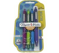 PaperMate Inkjoy 1968178 Lot de 4 stylos à bille avec encre ultra lisse Magenta, citron vert, turquoise et violet