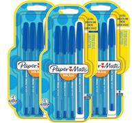Papermate InkJoy Lot de 12 stylos à bille bleus ultra lisses à pointe moyenne 100 capuchons de 1 mm pour bureau, maison, école avec aimant