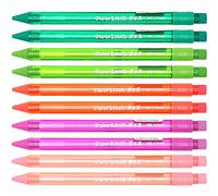 PaperMate Lot de 10 porte-mines triangulaires avec gomme, mine épaisse de 1,3 mm, couleurs transparentes assorties - Emballage uni