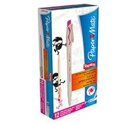 Papermate Replay Stylo Bille Gommable Pointe Moyenne Rose, Lot de 12
