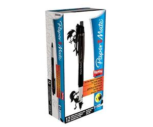 Papermate (S0835200) Stylo-Bille Effaçable Replay Max, Pointe Moyenne 1,0 mm, Noir, Lot de 12