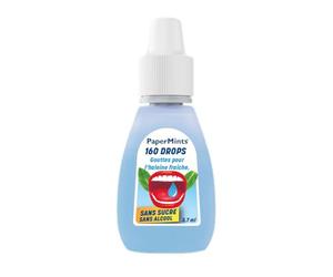 Papermints - Gouttes Rafraîchissantes à la Menthe 160 Doses (3,7 ml) - Haleine Fraîche Immédiate - Sans Sucre ni Alcool - Format de Poche Discret