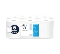 Paquet de 6 Bobines d'essuyage à dévidage central 2 plis pure cellulose, 450 formats L108m blanc