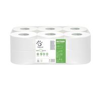Papernet 407568 Biotech Papier Toilette Mini Jumbo Pure Cellulose Voiles Embossing Micro 2 Lot de 12 Rouleaux Blanc