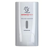 Papernet Distributeur antibactérien Savon Liquide et Gel Defend Tech, Blanc, 13,9 x 11,6 x 22 cm