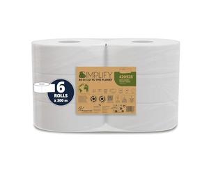 Papernet Simplify - Papier hygiénique maxi jumbo Carbon Neutral 420928, 6 rouleaux de papier en pure cellulose de 300m chacun, 2 plis, 7 830 services de 8,6x23 cm