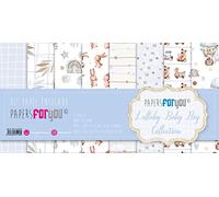Papers For You - Kit de papier en tissu pour scrapbooking et travaux manuels | Collection « Lullaby Baby Boy » | Comprend 8 feuilles recto avec motifs différents | Taille 30,5 x 30,5 cm (12 x 12")