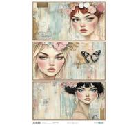 Papers For You - Papier de riz pour découpage 54 x 33 cm | 25-30 g | Motif visage I | Travaux manuels et scrapbooking