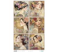 Papers For You - Papier de riz pour découpage 54 x 33 cm | 25-30 g | Motif visage V | Travaux manuels et scrapbooking