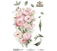 Papers For You - Thermo Transfer Textile A4 20 x 30 cm - 1 feuille - Transfert pour tissu, Scrap, papier de riz et travaux manuels - Application au fer ou presse (Pinky Roses)