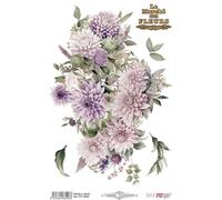 Papers For You - Transfert thermique textile A4 20 x 30 cm - 1 feuille - Transfert pour tissu, scrap, papier de riz et travaux manuels - Application au fer ou presse (Dahlias)