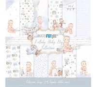 PAPERSFORYOU Gamme de produits de la collection Lullaby Baby Boy (24 papiers Scrap Mini double face 180 g 6" x 6")