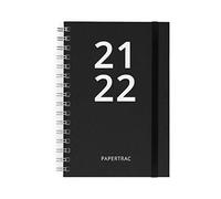 Papertrac - Black - Agenda Scolaire 2021-2022- Semainier - 160 pages - Format A5 - 16 x 21 cm - Espagnol - anglais