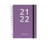Papertrac - Purple - Agenda Journalier 2021-2022 - 320 pages - Format A5 - 14 x 21, 2 cm - Espagnol - Anglais